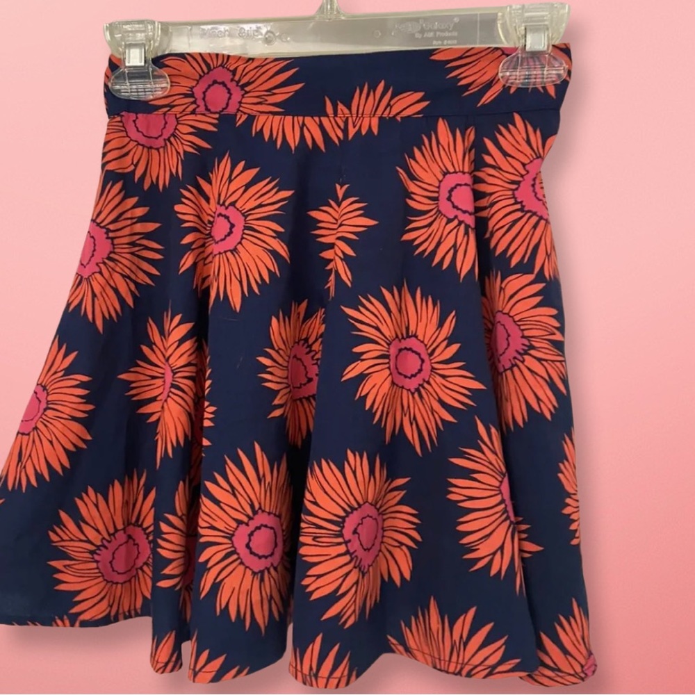 Band of Gypsies Navy and Orange Floral Skirt
